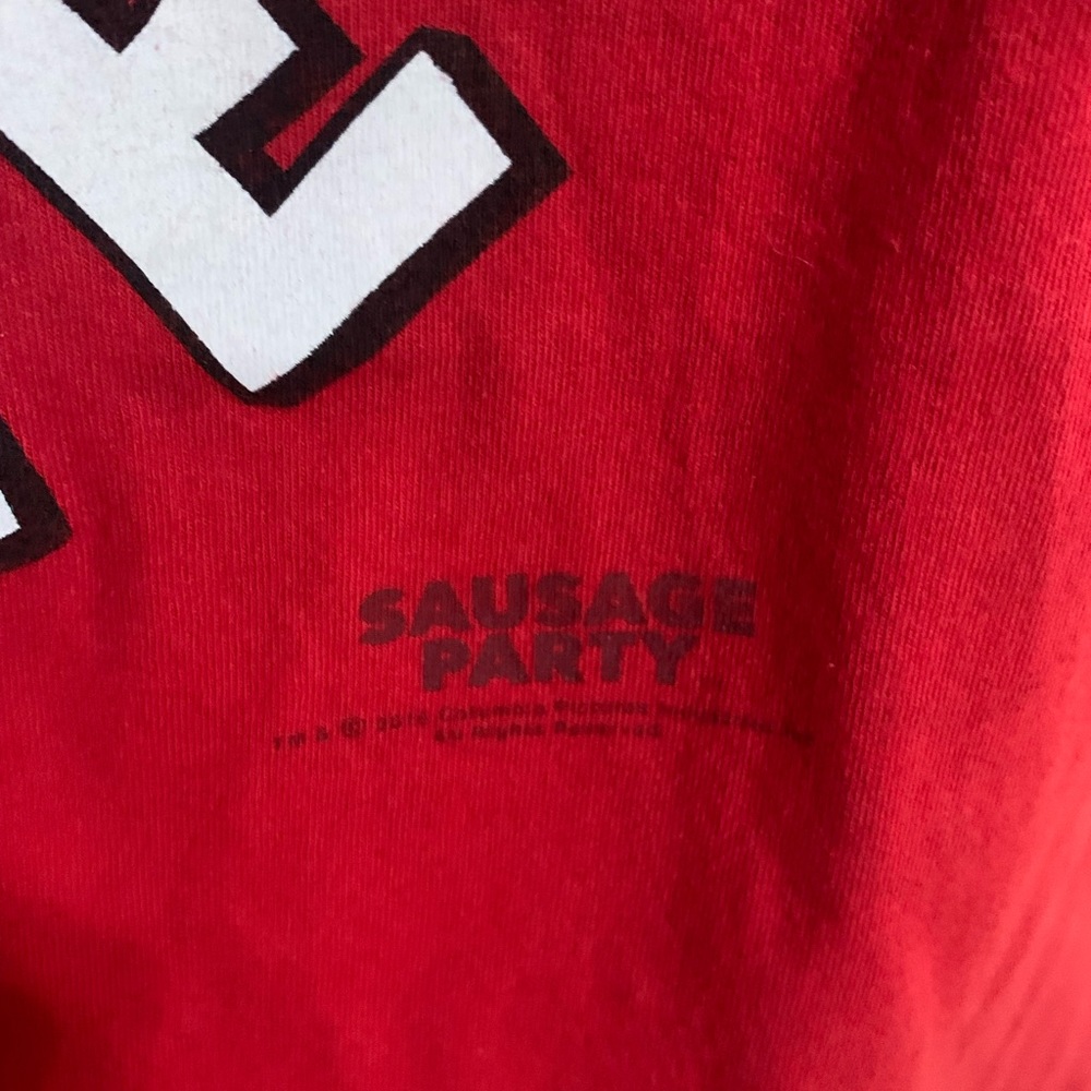 Sausage Party Movie Dont Be A Weiner Red Shirt Mens Small Seth Rogen - Picture 2 of 3